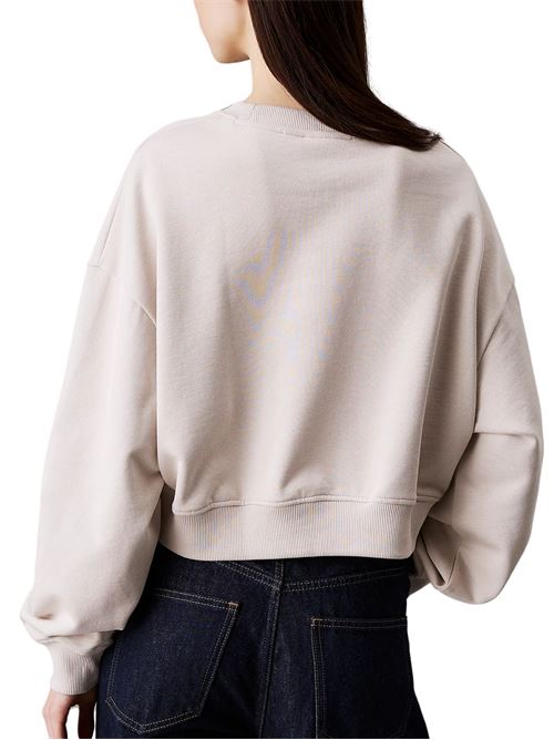 Felpa donna panna in cotone Calvin Klein Jeans | J20J224743PDH